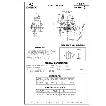 BREMBO CALIPER P32F, W/07BB0110