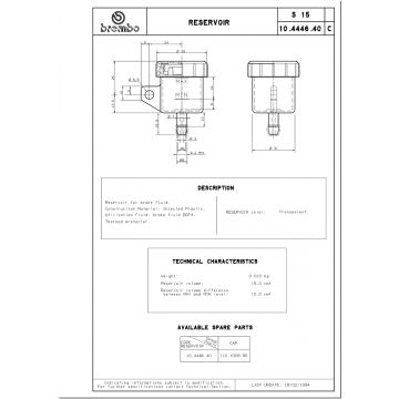 BREMBO FLUID RESERVOIR, 15CM3